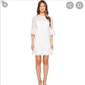 Kate Spade lace flounce shift dress fresh white